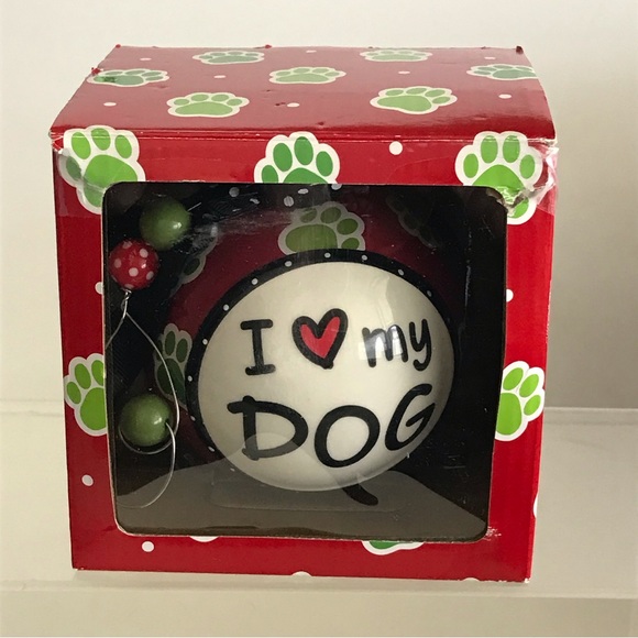 Burton & Burton 2013 Handpainted Ceramic Large Christmas Ornament -I Love My Dog - Picture 11 of 16